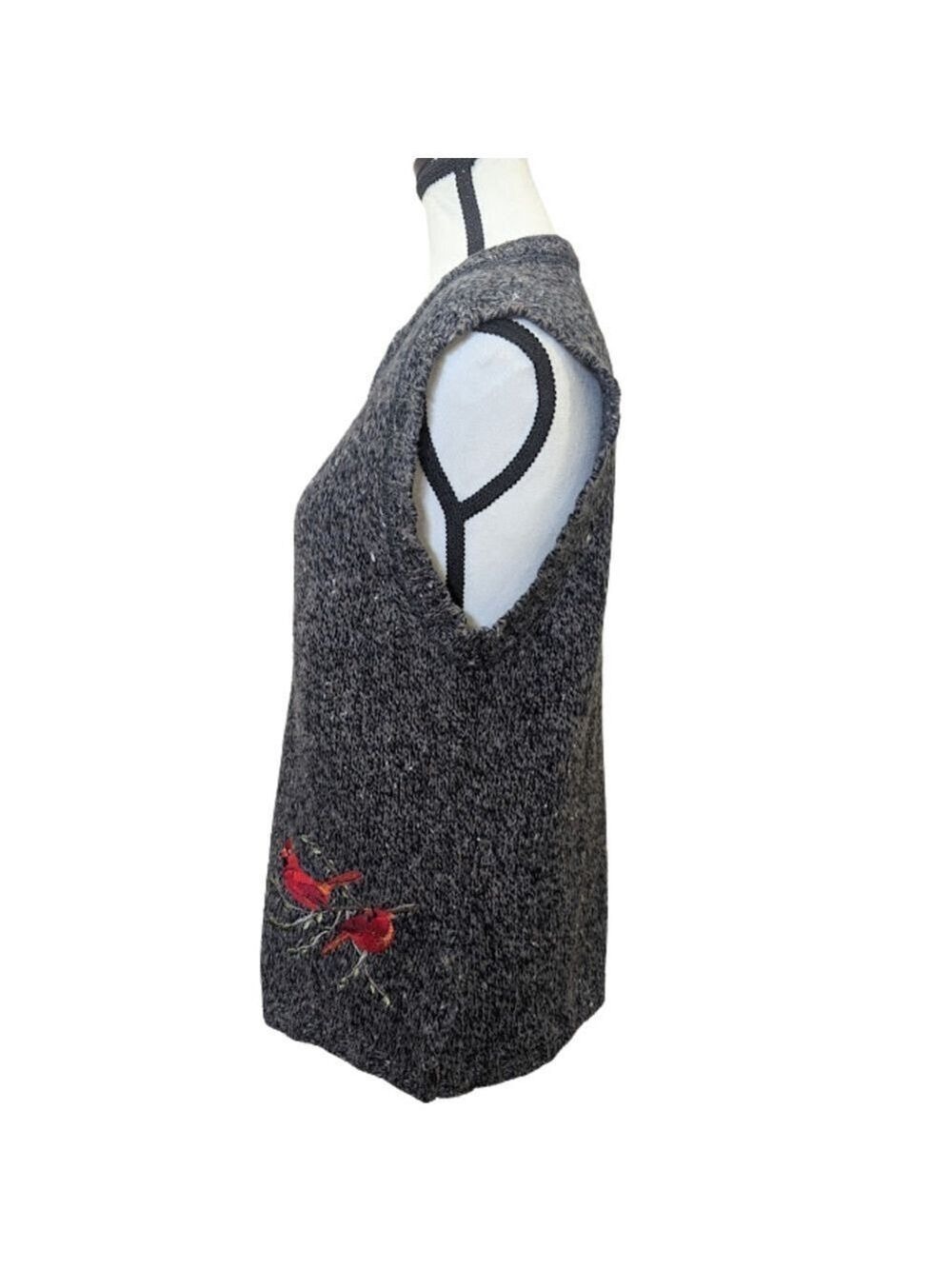 Woolrich Cardinal Embroidered Zip Sweater Vest Black Heather Size M Cottagecore - Picture 8 of 16
